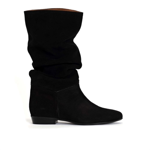 ANONYMOUS JASMINA 20 CALF SUEDE SLEEK LEATHER BLACK